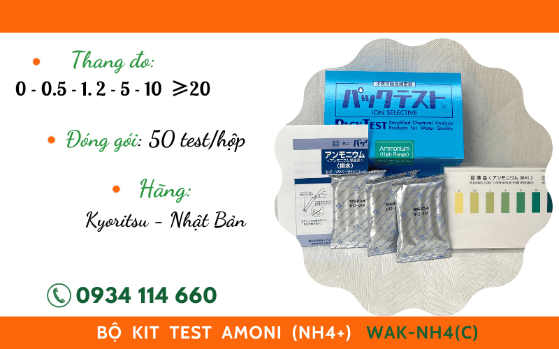 bộ tes nhanh amoni nh4 trong nước thải wak-nh4(c) Kyoritsu Nhật Bản, thang đo 0-20 ppm
